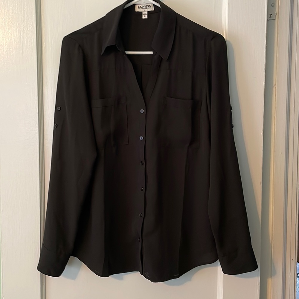 Express like new Black sheer button up!